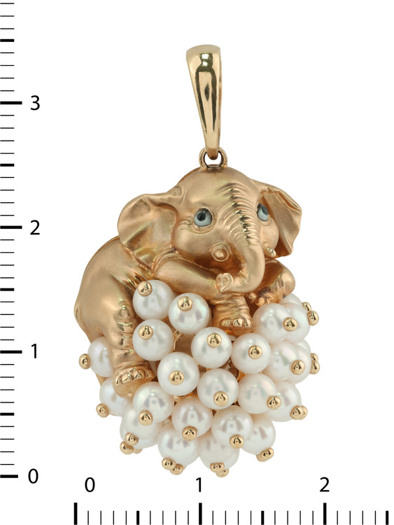 Подвеска из золота c эмаль и жемчугом