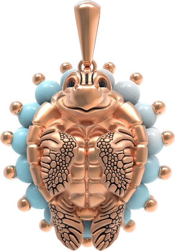 Подвеска из золота c эмаль и бирюзой