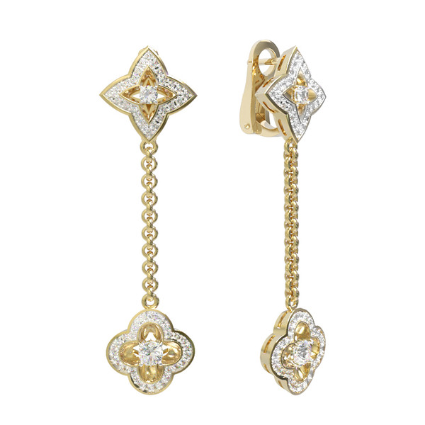 Серьги из лимонного золота c бриллиантами