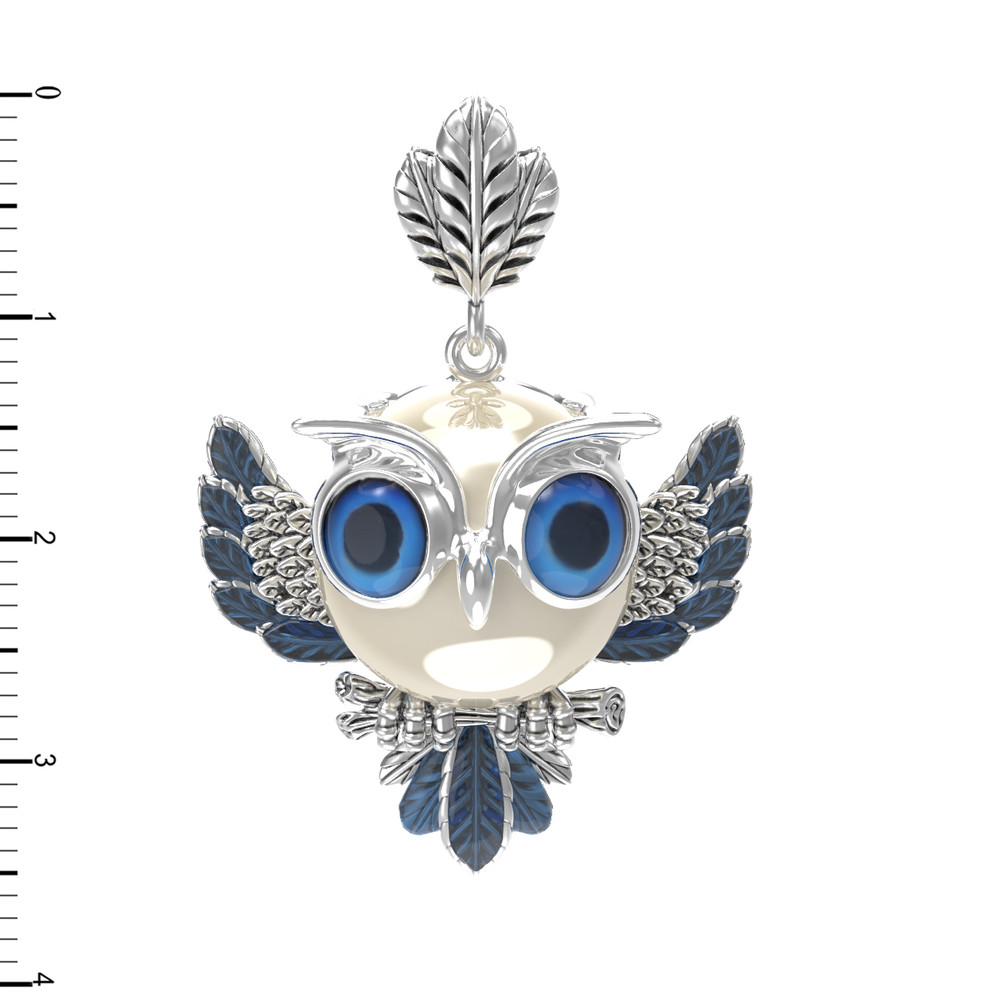 Подвеска из белого золота c эмаль и жемчугом