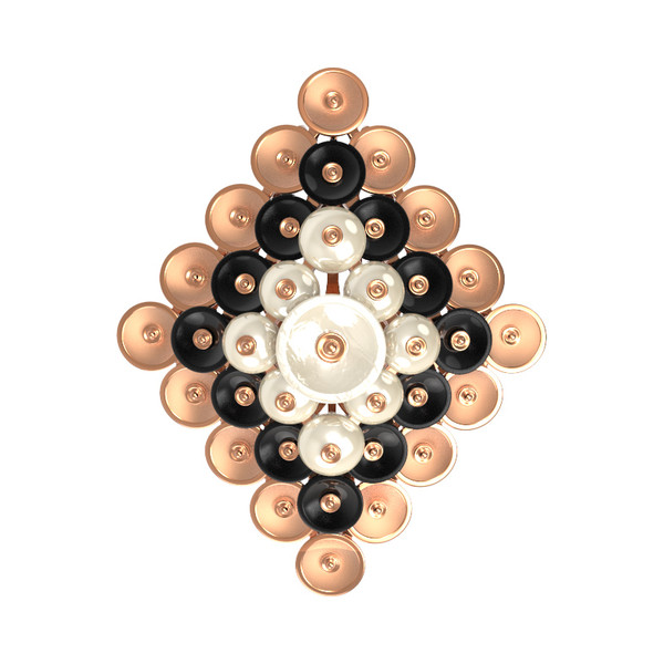 Подвеска из золота c ониксом и перламутром