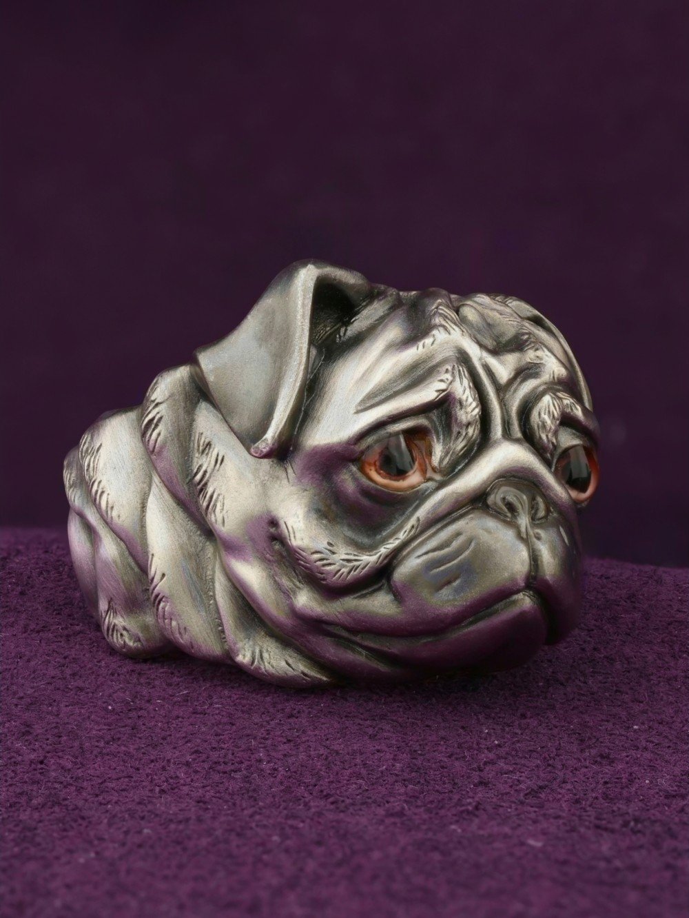 Кольцо из белого золота c эмаль