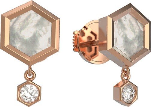 Серьги из золота c бриллиантами и перламутром