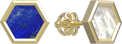 Серьги из лимонного золота c лазуритом и перламутром