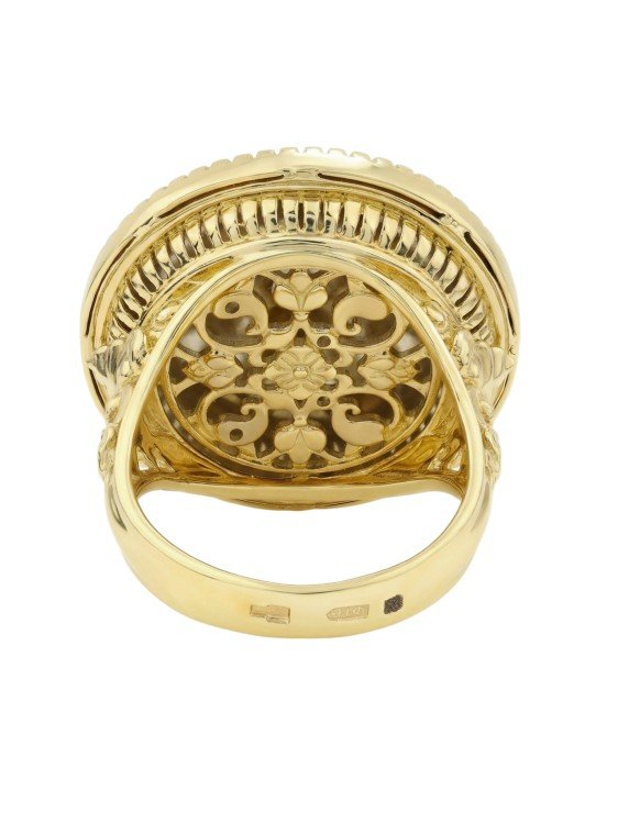 Кольцо из лимонного золота c эмаль