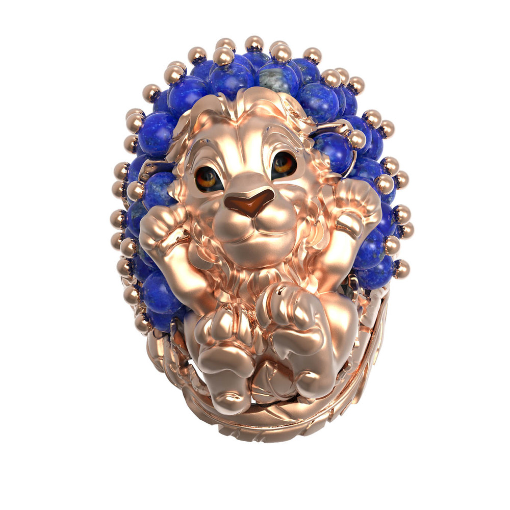 Кольцо из золота c эмаль и лазуритом