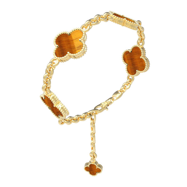 Браслет из лимонного золота c тигровым глазом