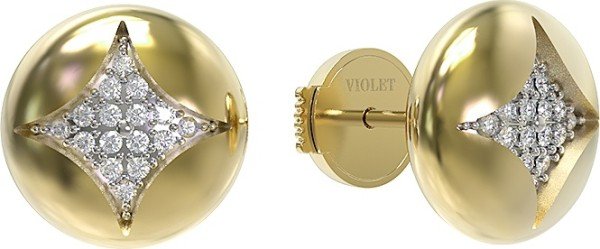 Серьги из лимонного золота 585 пробы c бриллиантами