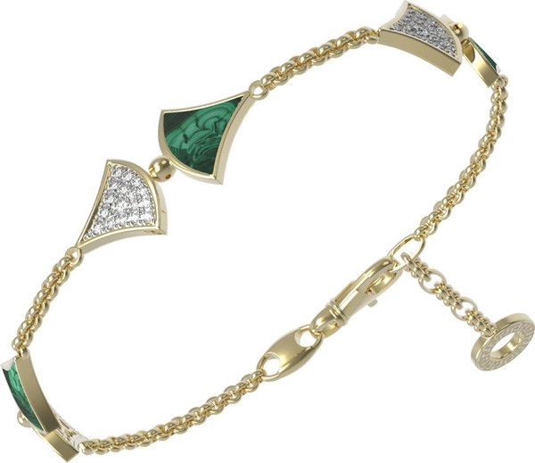 Браслет из лимонного золота c бриллиантами и малахитом