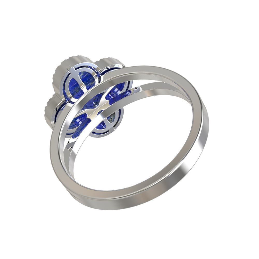 Кольцо из белого золота c бриллиантами и лазуритом