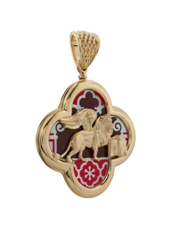 Подвеска из золота c эмаль и перламутром