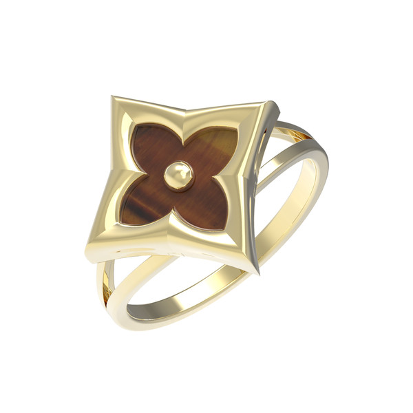 Кольцо из лимонного золота c тигровым глазом