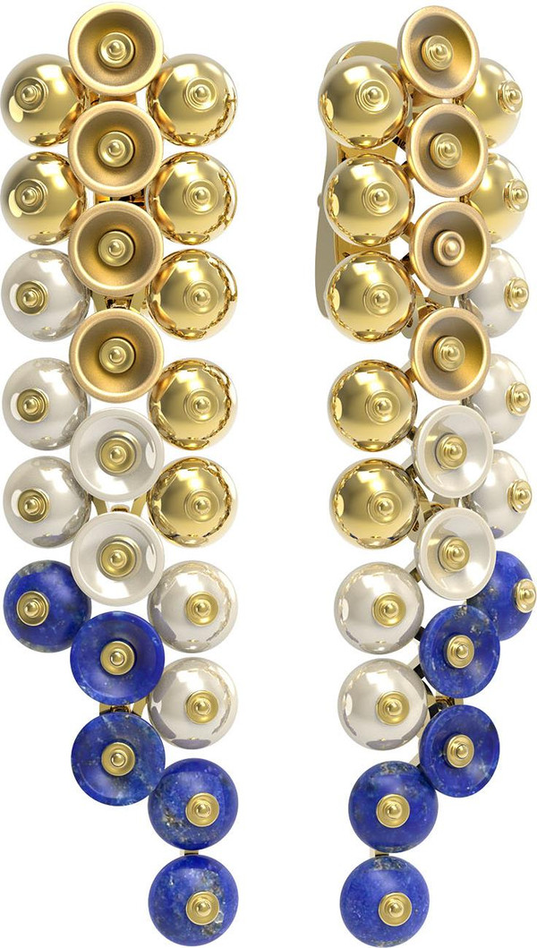 Серьги из лимонного золота c лазуритом и перламутром