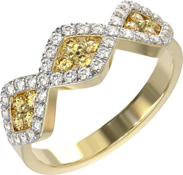 Кольцо из лимонного золота c бриллиантами