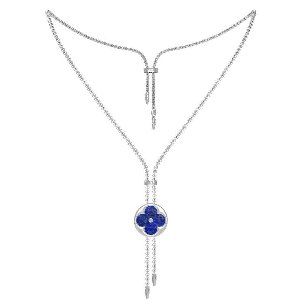 Колье из белого золота c лазуритом и перламутром