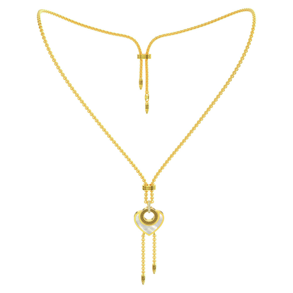 Колье из лимонного золота c фианитом, лазуритом и перламутром