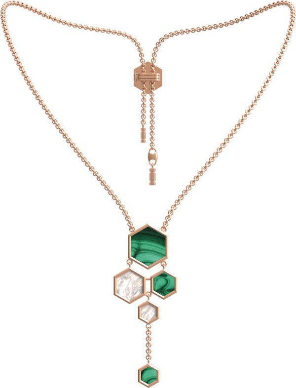 Колье из золота c малахитом и перламутром