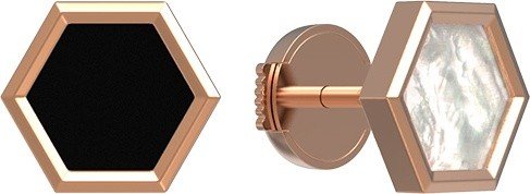 Серьги из золота c ониксом и перламутром