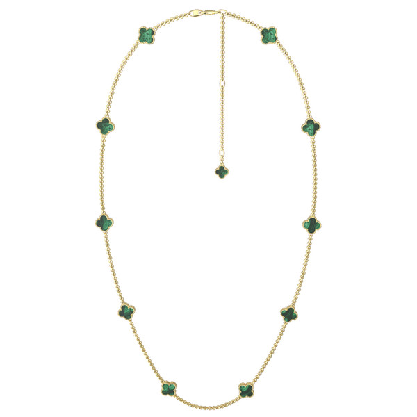 Колье из лимонного золота c малахитом