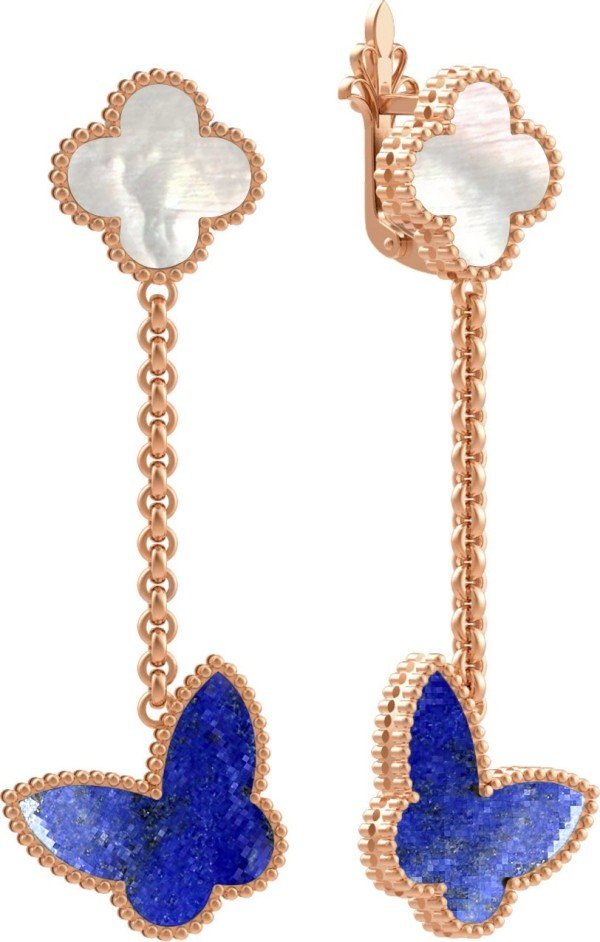 Серьги из золота 585 пробы c лазуритом и перламутром