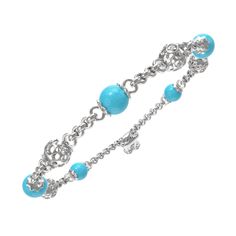 Браслет из белого золота c бирюзой