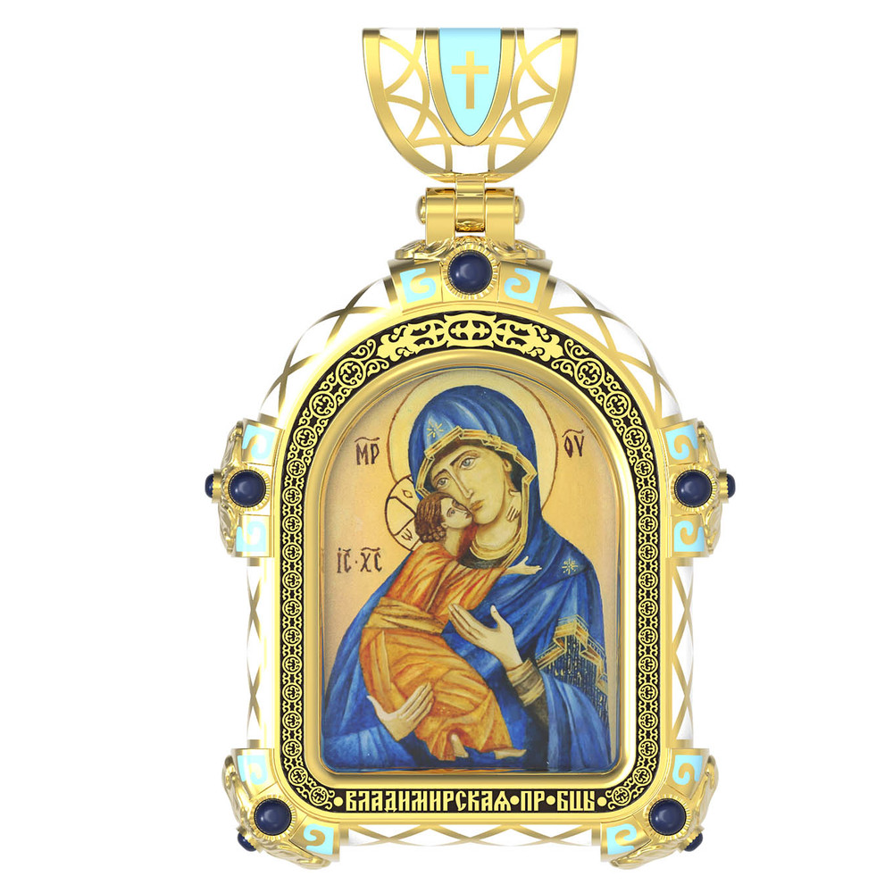 Образок из лимонного золота c эмаль , иконописью и темперой