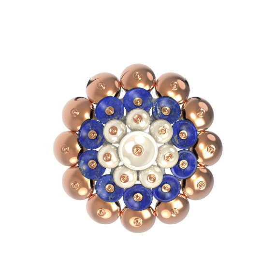 Подвеска из золота c лазуритом и перламутром