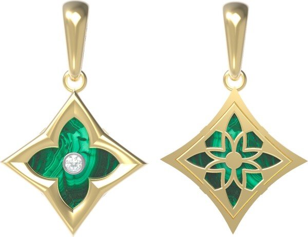 Подвеска из лимонного золота c бриллиантами и малахитом