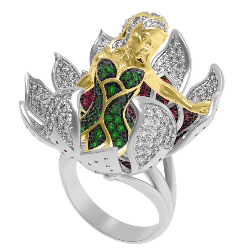 Кольцо из белого золота c фианитом