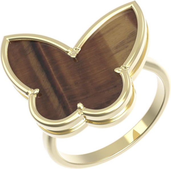 Кольцо из лимонного золота c тигровым глазом