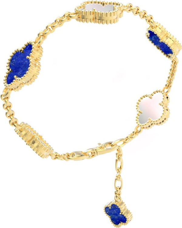 Браслет из лимонного золота c лазуритом и перламутром