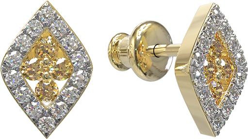 Серьги из лимонного золота c бриллиантами и сапфиром