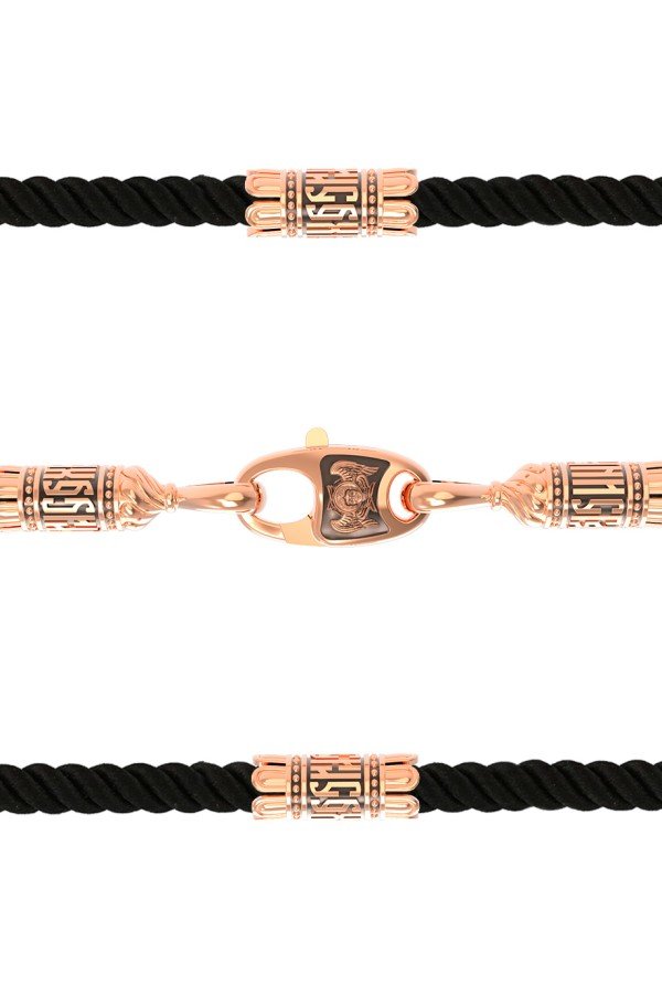 Шнурок шёлковый из золота 585 пробы c шёлковым шнурком