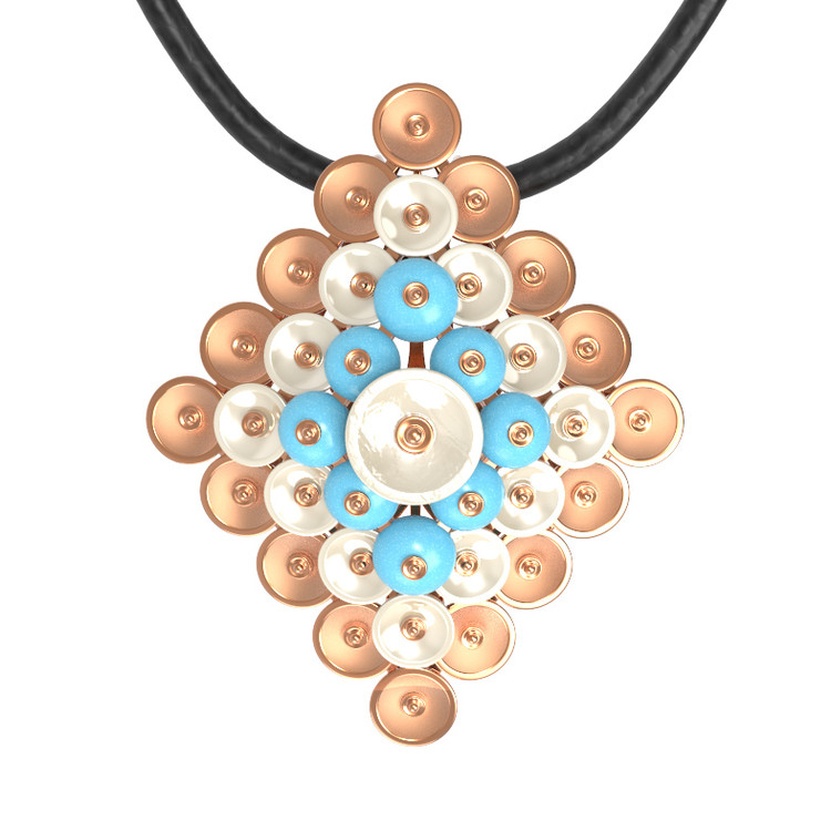 Подвеска из золота c бирюзой и перламутром