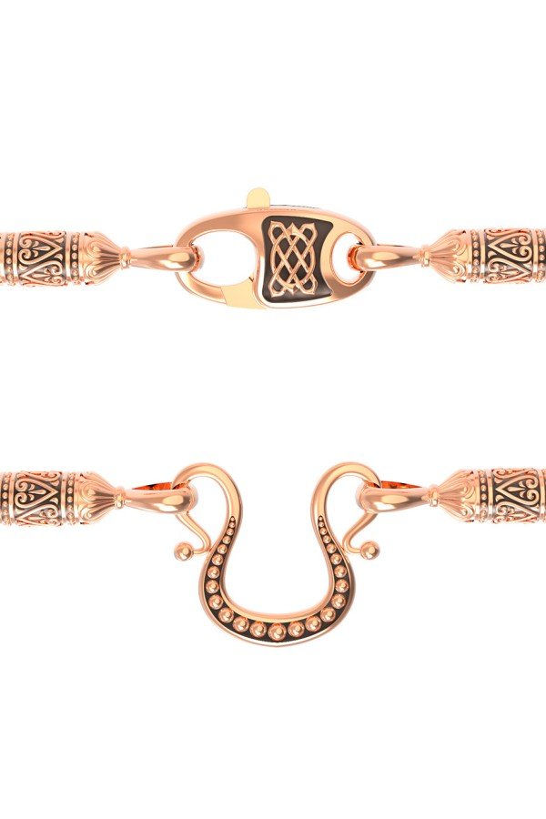 Шнурок шёлковый из золота 585 пробы c шёлковым шнурком