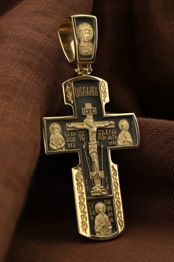 Крест из лимонного золота 585 пробы