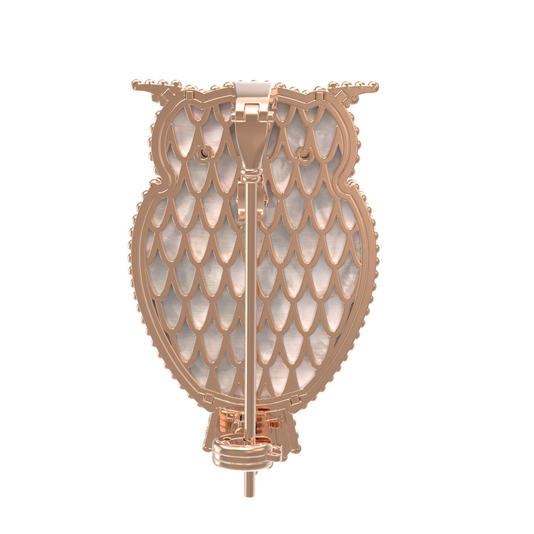 Брошь из золота c эмаль , ониксом и перламутром