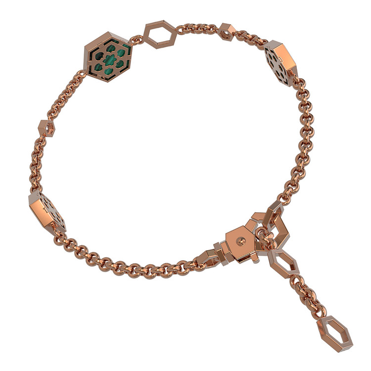 Браслет из золота c бриллиантами, малахитом и перламутром