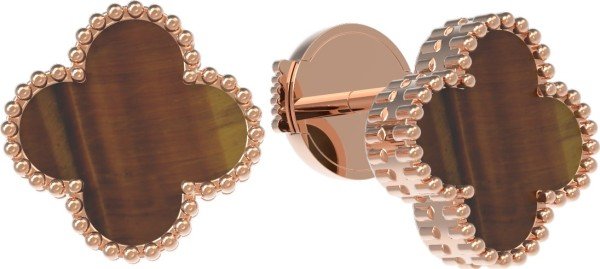 Серьги из золота 585 пробы c тигровым глазом