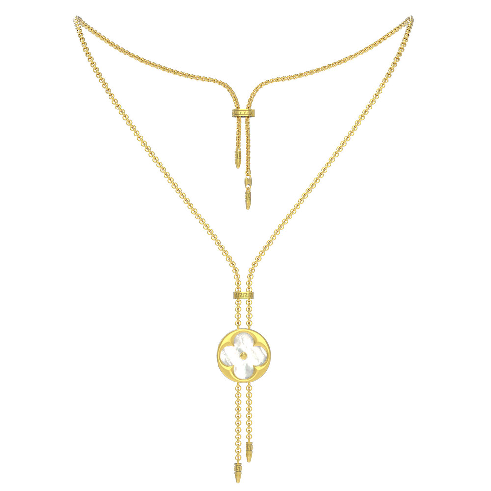 Колье из лимонного золота c ониксом и перламутром