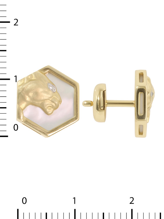 Серьги из лимонного золота c бриллиантами и перламутром