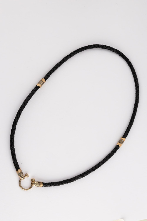 Шнурок кожаный из золота c кожаным шнурком