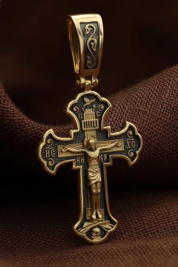 Крест из лимонного золота 585 пробы