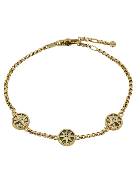 Браслет из лимонного золота c бриллиантами, малахитом и перламутром