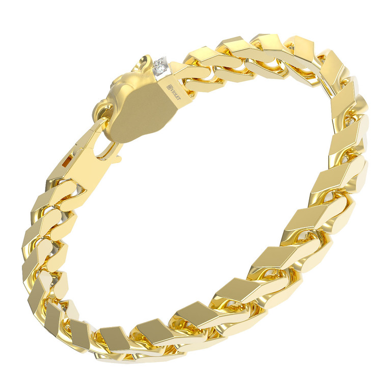 Браслет из лимонного золота c бриллиантами и изумрудом