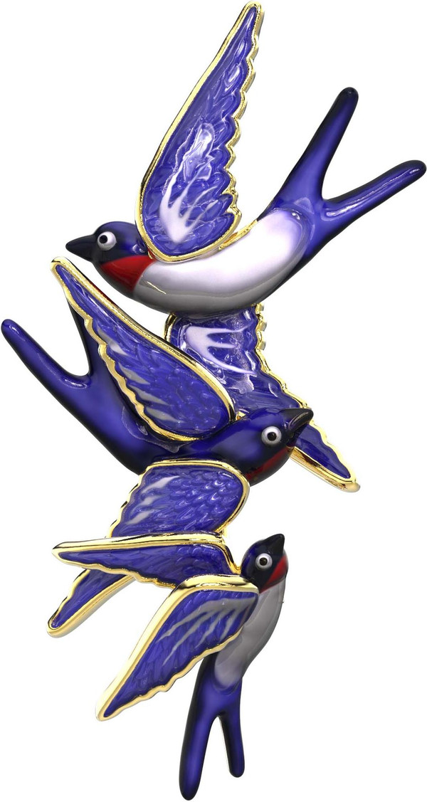 Брошь из лимонного золота c эмаль