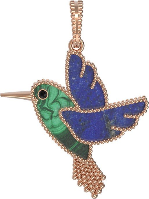 Подвеска из золота c эмалью, лазуритом и малахитом