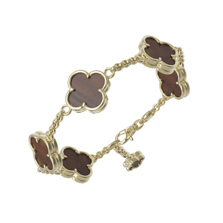 Браслет из лимонного золота c тигровым глазом