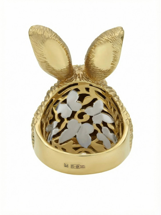 Кольцо из лимонного золота c эмаль