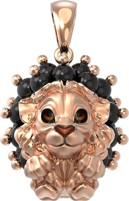 Подвеска из золота 585 пробы c эмалью и ониксом